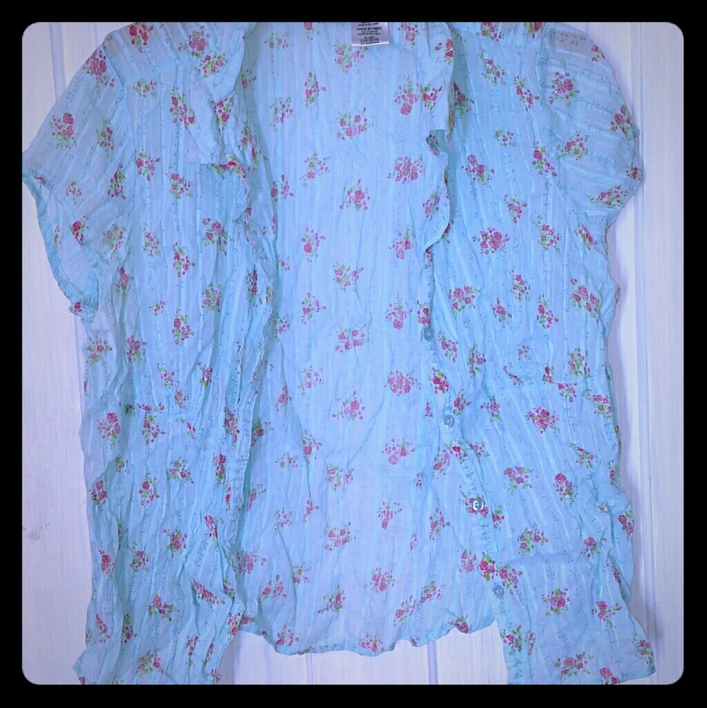 Junior Plus Size Button Up Blouse